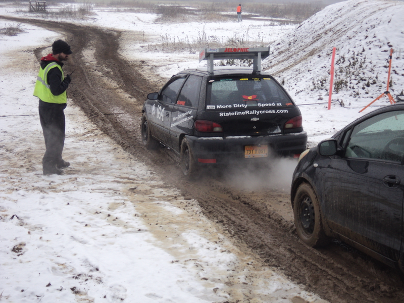 Illustration for article titled Rallycrossing in the snow is basically a mud bog with turns.